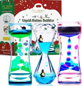 YUE ACTION Liquid Motion Bubbler Timer for Sensory Toys, Fidget Toy, Children Activity, Calm Relaxing Desk Toys, Anxiety Toys, Autism Toys, ADHD Fidget Toys, Assorted Colors, Pack of 3(Style#1)