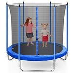 Trampoline 8FT Outdoor Trampoline with Inside Enclosure Net, ASTM Approved Trampoline for Kids and Adults Recreational Trampoline with Spring Pad & Jumping Mat