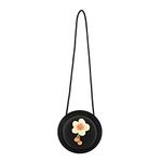 Ayliss Women Cossbody Handbag Small Handwoven Summer Beach Shoulder Handbag Cotton Crochet Cute Hat Flower Purse Bag, Black, S