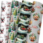 RiukRaiu Funny Santa Christmas Wrapping Paper for Kids Adults