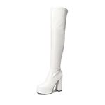 DREAM PAIRS Women's Platform Over The Knee Thigh High Boots Chunky High Heels Square Toe Long Fall Y2K Gogo Boots, White, 9