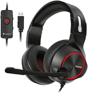 NUBWO Cuffie da gioco USB N11U con stereo audio surround 7.1, cuffie USB con microfono con cancellazione del rumore e luce RGB, compatibili con PC, console PS4, laptop - ROSSO