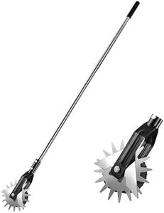 BARAYSTUS Wheel Rotary Edger, Rotary Shear, Sidewalk Manual Lawn Edger, Strong 3 Sections Stainless Steel Handle with Cushion Grip, 58.3-Inch