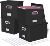 4 Pack File Storage Organizer, Document Organizer, Portable File Box with Lid, Fit for Letter/Legal File Folder Storage,Black-Box only