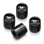 iPick Image for Ford Mustang in Black on Black Aluminum Cylinder-Style Tire Valve Stem Caps