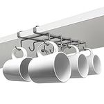 joeji's Kitchen Hanging Mug Holder & Cupboard Organiser - Hooks for up to 10 Coffee Tea Mugs - Under Kitchen Cupboard Shelf - Ideal as Cup Holder or Mug Rack