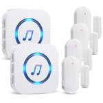SANJIE Wireless Door Open Alarm Sensor Chime, 800FT Operating Range 55 Chimes 5 Volume Level with LED Indicators,Door Sensor Alarm for Home Store Office Security When Door Opens,2 Receivers 4 Sensors