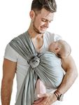 Shabany® - Ring Sling Carrier - 100% Organic Cotton - Baby Belly Carrier for Newborns Toddlers up to 15 kg - Includes Baby Wrap Carrier Instructions - Grey (Jumps)