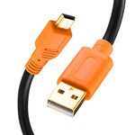 Mini USB Cable 12Ft, Tan QY Mini USB Cable USB 2.0 Type A to Mini B Cable Male Cord for GoPro Hero 3+, Hero HD, Cell Phones, MP3 Players, Digital Cameras,GPS Receiver, PDAs etc (12Ft/4M, Orange)