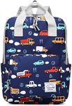 Toddler Kids Backpack, Vaschy Little Boys Lightweight Cute Top Handle Preschool Backpack Tablet Bag for Daycare Kindergarten Vehicles