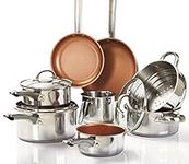 Cermalon 11-Piece Cookware Set, Stainless Steel, Copper, 50 x 20.5 x 30 cm