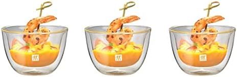 ZWILLING Sorrent 39500-227 Sorrento Double Wall Glass Tapas Bowl, 4.1 fl oz (133 ml), 3 Pieces Set, Insulated, Insulated, Insulated, Insulated, Double Wall, Microwave Safe