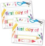 10 Cardstock Back to School Signs First and Last Day of School Signs for Kids First Day of School Board - 1st Day of School Chalkboard Sign First Day of School, Back to School Sign - Colorful White