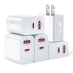 20W USB C Charger Block, Bangfun 5 Pack Dual Port PD Fast Charging Block Fast Charger 3.0 USB C Wall Charger Plug Compatible iPhone 14/13/12 Pro/11 Pro Max/XR/XS/SE/8/7,iPad Pro,Samsung Phone(White)