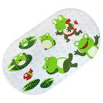 Hopop Non Skid Bath Mat, Anti Slip Shower Mat for Kids with Suction Cups, Size 39cm x 69cm (Transparent - Frog)