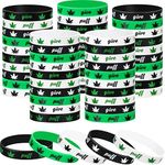 Tigeen 50 Pcs Silicone Weed Bracelet Leaf Weed Wristband Weed Birthday Decorations 420 Party Favors Jamaica Favors for Adults Boys Girls Party Accessories