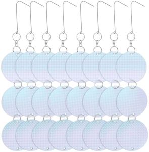 QWORK® Pack de 8 répulsifs Anti-Oiseaux réfléchissants, disques Anti-Oiseaux Suspendus pour moineaux, Pigeons, Corbeaux - pour balcons et Jardins