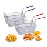 EASYROSE 4Pcs Deep Fry Basket Commercial Deep Fryer Basket with Non-slip Handle, 13 1/4" x 6 1/2" x 6" Stainless Steel French Fries Basket for Restaurant Kitchen