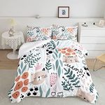 CVHOUSE Cat Bedding,Cartoon Cat Comforter Queen,Animals Print Comforter Set for Kids,Kawaii Quilt Set with 1 Comforter and 2 Pillow Cases