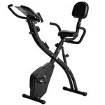 HOMCOM 3-in-1 Folding Exercise Bike, Foldable Stationary Bike with 8-Level Adjustable Magnetic Resistance, Resistance Bands, Adjustable Seat, Pulse Sensor, LCD Monitor and Wheels, Black