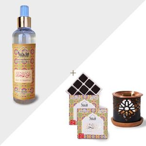 Dukhni Oud Al Mukhtar Bakhoor Set & Attar Al Faraash 2x9pc bakhoor, Signature Burner & 250ml Room Freshener Spray | Arabic Incense & Room, Linen Mist | Rose Oud Blend | Perfect for Prayer Time