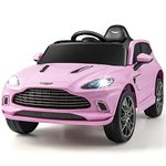 COSTWAY 12V Electric Kids Ride On Car, Licensed Aston Martin DBX Vehicle with Remote Control, LED Lights, Music, Bluetooth, USB, Battery Powered Ride on Toy Gift for Boys Girls (Pink)