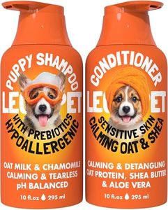 Puppy Shampoo and Conditioner Set Hypoallergenic, Tearless, pH Balanced Dog Shampoo for Puppies Oat Milk, Chamomile & Prebiotics Puppy Shampoo for Sensitive Skin Sulfate Free, Paraben Free 2×10 fl oz