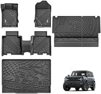 3W Ford Bronco Floor Mats & Cargo Liner & Back Seat Cover Custom Fit for 2021 2022 2023 2024 Bronco 4 Door All Weather Custom Fit Full Set Ford Bronco Accessories (Not for Sport & Rubberized Floor)
