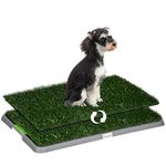 PawHut Dog Toilet, Artificial Grass for Dogs with Tray for Potty Training Indoor Outdoor Use, Puppy Dog Grass Pad Easy to Clean, 2 Packs, 67 x 41cm, Green