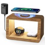 Bamboo Wireless Charging Station: 3-in-1 Wireless Charger with Night Lights - Fast Charging Stand Compatible with iPhone 15/14/13/12/11 Pro Max/X/Xs Max/8, AirPods Pro, iWatch Series 8/7/6/5/SE/4/3/2