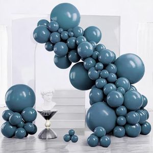 PartyWoo Slate Blue Balloons 140pcs Navy Dusty Blue Boho Neutral Color