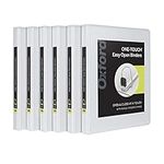 Oxford 3 Ring Binders, 0.5 Inch ONE-Touch Easy Open D Rings, 3-Sided View Binder Covers, Xtralife Hinge, Non-Stick, PVC-Free, White,125-Sheet Capacity, 6 Pack (79902)