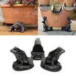 3Pcs/Set Mini Animal Shape Resin Dog Rabbit Tortoise Shaped Decorative Plant Risers for Pots, Pot Feet for Planter Pots,Decorative Feet for Planters Resin Plant Planter Foot (frog)