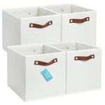 OrganiHaus 28x28cm 4 Pack Cube Storage Bin, Fabric Storage Bins, Cube Storage Organizer Bins, Kallax Organizer Storage Basket, Closet Storage Bins, Panier de Rangement, Bac de Rangement White