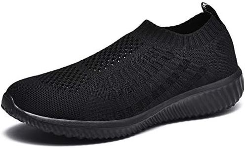 TIOSEBON Women's Athletic Walking Shoes Slip on Casual Mesh Sneakers Black/Black 5 US Wide