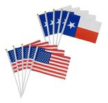 GentleGirl 100 Pack American USA Texas Stick Flag Small Mini US Texas State Hand Held Flags Banner U.S. States Party Outdoor Yard Decorative,5"x 8" Inch