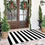 KILOCOCO Black White Striped Rug - 