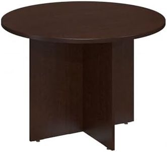 Bush Business Furniture 42W Round Conference Table with Wood Base in Mocha Cherry, Circular Meeting Room Desk for 4 Users