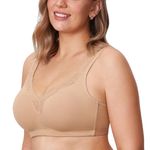 Delimira Women's Non Wired Comfort Plus Size Non Padded Full Cup Cotton Bra Taupe Tan 40DD