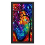 Ritwika's Photo Frame Painting Of Black Forest Tree With Bright Circles And Sun In Colorful Background For Interior Design | Multicolored | 7.5 X 13.5 IN | Set Of 1