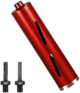 SALI Diamond Core Drill Bits 2 1/2" Diameter 10"/254mm Drilling Depth 5/8-11" Thread Core Bit Turbo Laser-Welded Segments for Cured Concrete with Rebar Brick Block Masonry Stone with Two Adapters（Red）