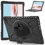 Gerutek Shockproof Case for Microsoft Surface Pro7+/Pro 7/Pro 6/Pro 5/Pro 4/Pro 12.3 inch, Heavy Duty Rugged Case with [360 Rotating kickstand and Hand strap][installable keyboard] Protective case