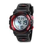 YFWOOD Kids Digital Watch,Waterproof Outdoor Watches, Children Casual Electronic Analog Quartz Wrist Watches with Silicone Band Luminous Alarm Stopwatch for Boys -Red