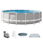 INTEX 26731EH Prism Frame Premium Above Ground Swimming Pool Set: 18ft x 48in – Includes 1500 GPH Cartridge Filter Pump – Removable Ladder – Pool Cover – Ground Cloth