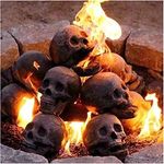 Uotory New Human Skull Fire Pit, Fireproof Imitated Human Skull Ceramic, Durable Fire Pit Skulls for Indoors Outdoors Campfire, Fireplace, Halloween Party Decor (3 pack)