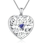 FJ Heart Photo Locket Necklace Guardian Angel Pendant 925 Sterling Silver Tanzanite Necklace December Birthstone Necklace that Holds Pictures for Memory Jewellery Gifts for Women Girls