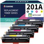 SANUNE 201A Toner Cartridges (with Chip) Replacement for HP 201A 201X CF400A CF401A CF402A CF403A Toner Cartridge for HP Color Laser Jet Pro MFP M277dw M277n M277c6 M252dw M252n Printer Ink (4 Pack)