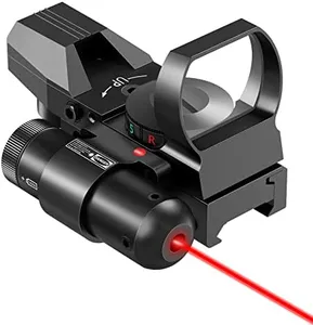 CVLIFE 1X22X33 Reflex Sight Red Dot Sight Red Green 4 Reticle Optics with Laser and Pressure Pad Switch for 20mm Rail