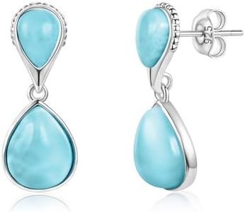 925 Sterling Silver Larimar Teardrop Dangle Earrings for Women | 5x7mm/8x10mm Blue Gemstone Earrings Hypoallergenic