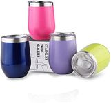 Sivaphe 12 oz Wine Tumbler with lids 4 Pack, Vacuum Double Wall Insulated Stainless Steel Travel Coffee Mugs, Keeping Cold or Hot Hours for Wine Coffee Beer Juice (Blue+Purple+Pink+Green)